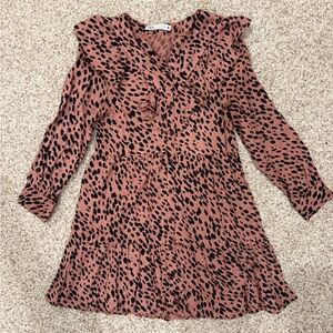 Zara Animal Print Button Down Ruffle Dress Size XS